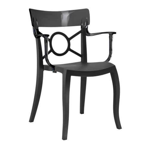 Papatya Opera-K Sessel schwarzer Stuhlsitz , Oberteil transparent grau