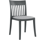 Stuhl mit Sitzkissen Eden-S anthrazitgrau Stamskin graues Gewebe