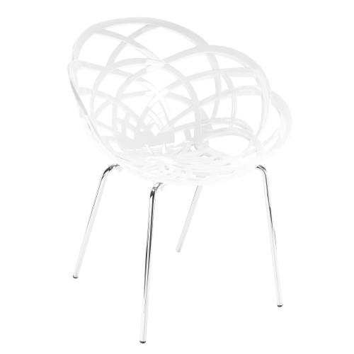 Papatya Flora Sessel-ML weißer Stuhlsitz, Sesselbeine chrome