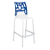 Papatya Ego-Rock Barhocker weißer Stuhlsitz, Oberteil transparent Blau