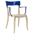 Papatya Hera-K Sessel hellbeige Stuhlsitz, Oberteil transparent Blau