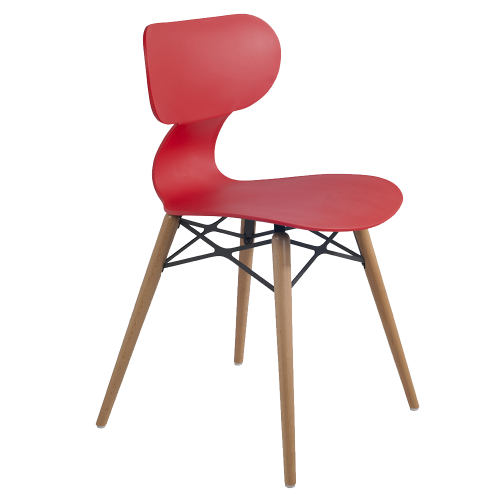 Stuhl Papatya Yugo-S Wox Holzrot, Beine Buche natur lackiert