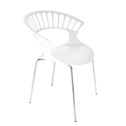 Papatya Tiara Sessel weiß , Chrombasis