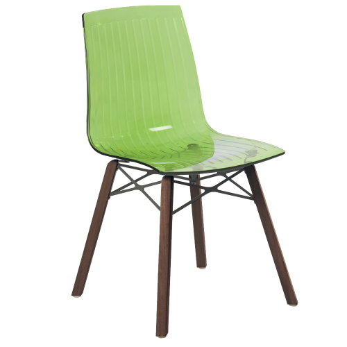 Stuhl Papatya X-Treme S Wox Iroko transparent grün, Beine aus Iroko-Holz