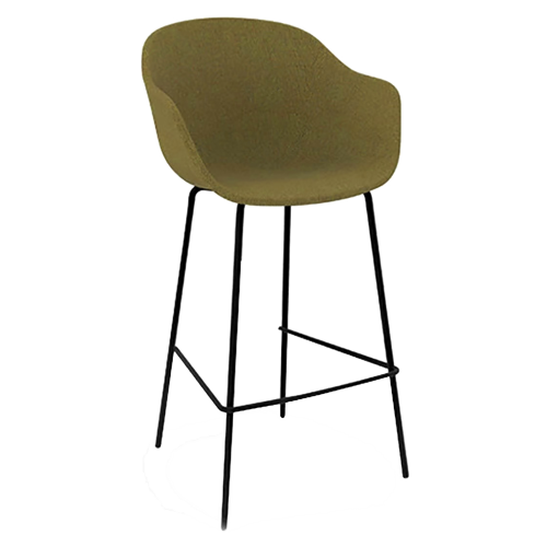 Barstuhl Papatya Globe-K, schwarze Metallbeine Stoff Main Line Flax MLF23 