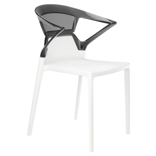 Papatya Ego-K Sessel weißer Stuhlsitz, Oberteil transparent grau