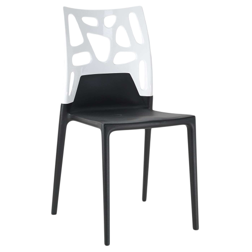 Papatya Ego-Rock Stuhl schwarzer Stuhlsitz, Oberteil weiß 