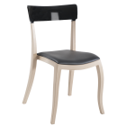 Stuhl mit Sitzkissen Hera-S beige, schwarzes Oberteil schwarzes Gewebe