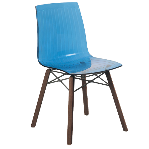 Stuhl Papatya X-Treme S Wox Iroko transparent blau, Beine aus Irokoholz