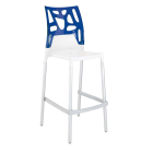 Papatya Ego-Rock Barhocker weißer Stuhlsitz, Oberteil transparent Blau