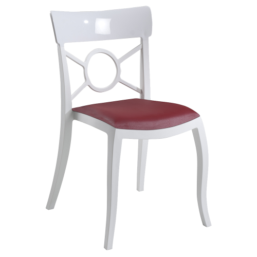 Stuhl mit Sitzkissen Opera-S weiß, weißes Oberteil rotes Gewebe