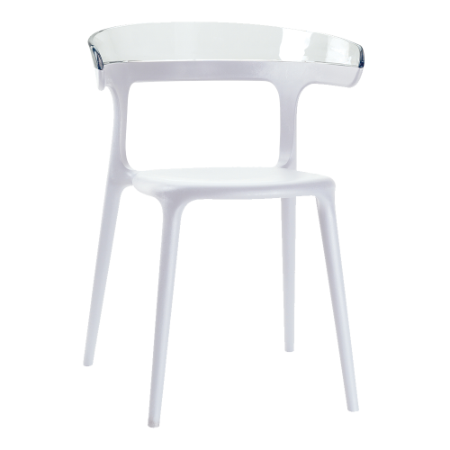Papatya Luna Sessel weißer Stuhlsitz, Oberteil transparent