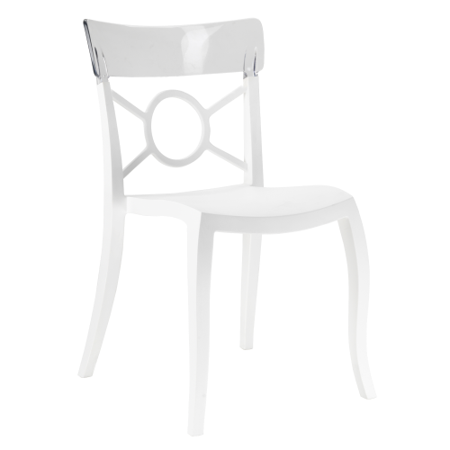 Papatya Opera-S Stuhl weißer Stuhlsitz , Oberteil transparent