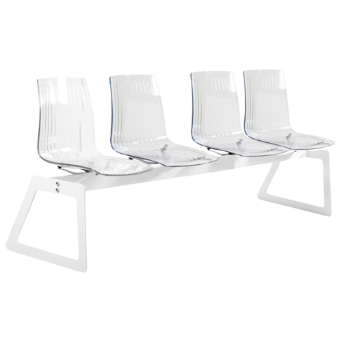 Bank Papatya X-Treme für 4 Sitzplätze ist klar und sauber, die Beine sind weiß matt