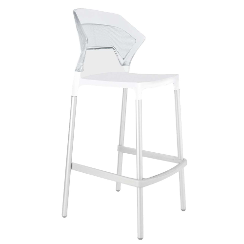 Papatya Ego-S Barhocker weißer Stuhlsitz, Oberteil transparent