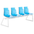 Bank Papatya X-Treme für 4 Sitzer transparent blau, Beine weiß matt