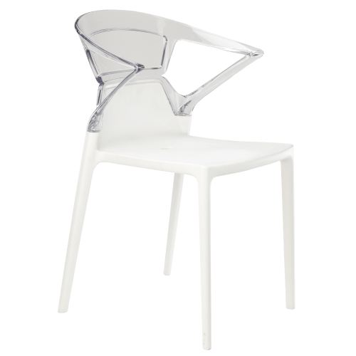 Papatya Ego-K Sessel weißer Stuhlsitz, Oberteil transparent