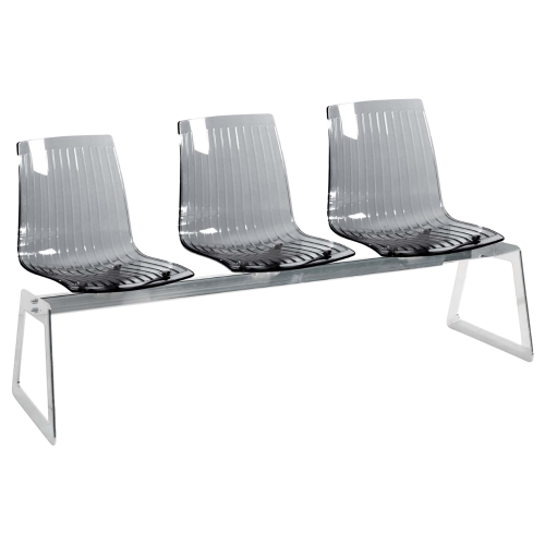 Bank Papatya X-Treme für 3 Sitze transparent-smoke, verchromte Beine