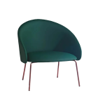 Sessel Papatya Glera-K Lounge grünes Kunstleder, Beine aus gebürstetem Messing