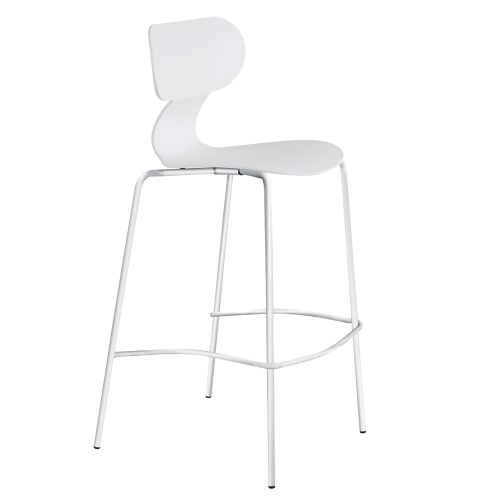 Barstuhl Papatya Yugo-S Bar weißer Sitz, weiße Metallbeine