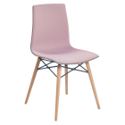 Stuhl mit weichem Kissen Papatya X-Treme S Wox Pro Soft graubrauner Stoff rosa, Beine Buche natur lackiert