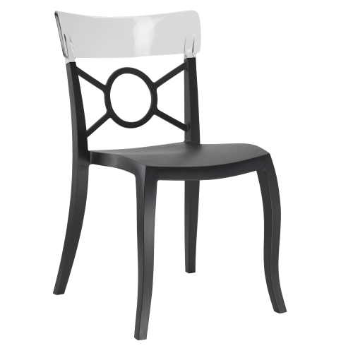 Papatya Opera-S Stuhl schwarzer Stuhlsitz , Oberteil transparent