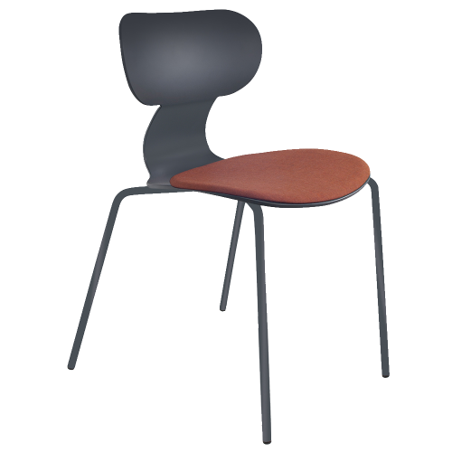 Stuhl mit weichem Kissen Yugo-S Soft Weicher anthrazitfarbener Backsteinstoff, Metallbeine anthrazit