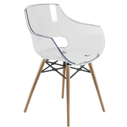 Papatya Opal Sessel-Wox transparent, Material Buchenholz