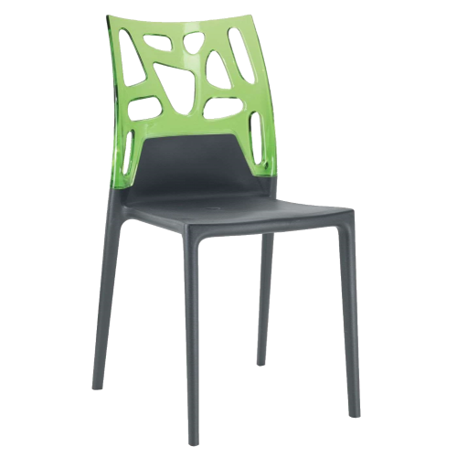 Papatya Ego-Rock Stuhl anthrazit Stuhlsitz, Oberteil transparent grün