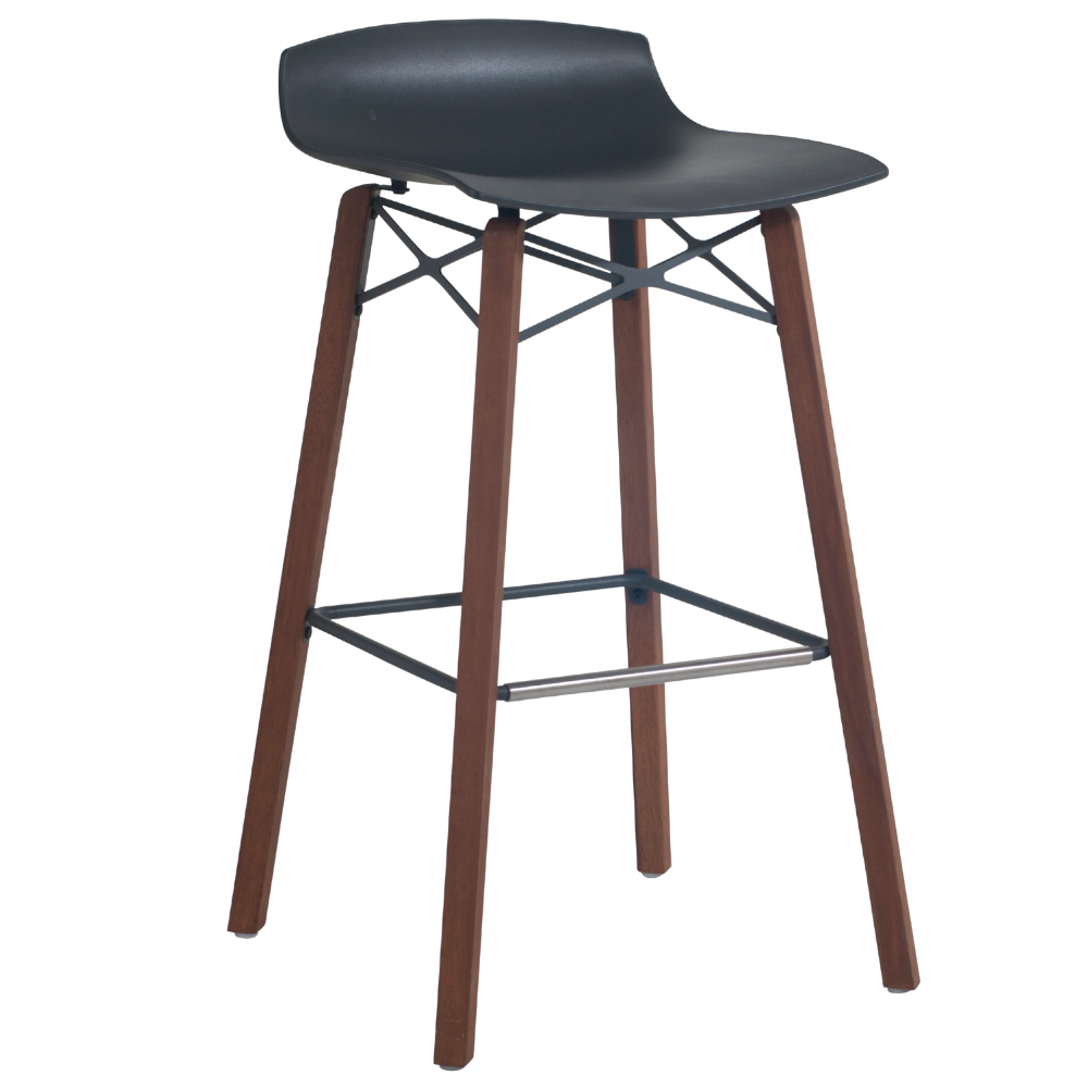 Barhocker Papatya X-Treme BSS Wox Pro Iroko schwarz, Beine aus Irokoholz
