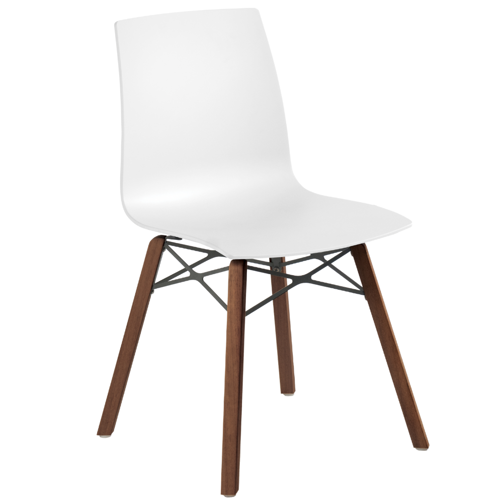 Papatya X-Treme S Wox Pro Iroko-Stuhl, mattweiß, Beine aus Iroko-Holz