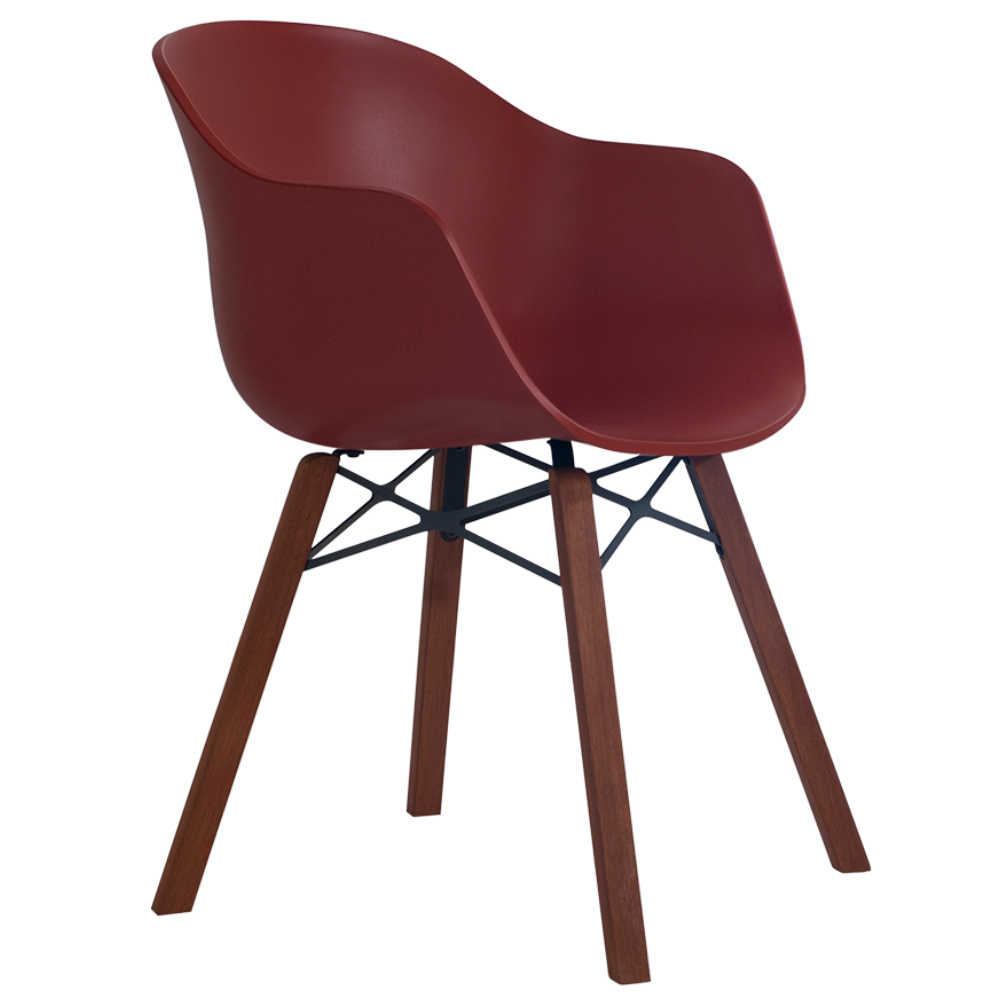 Sessel Papatya Globe-K Wox Iroko, roter Backstein, Beine aus Iroko-Holz