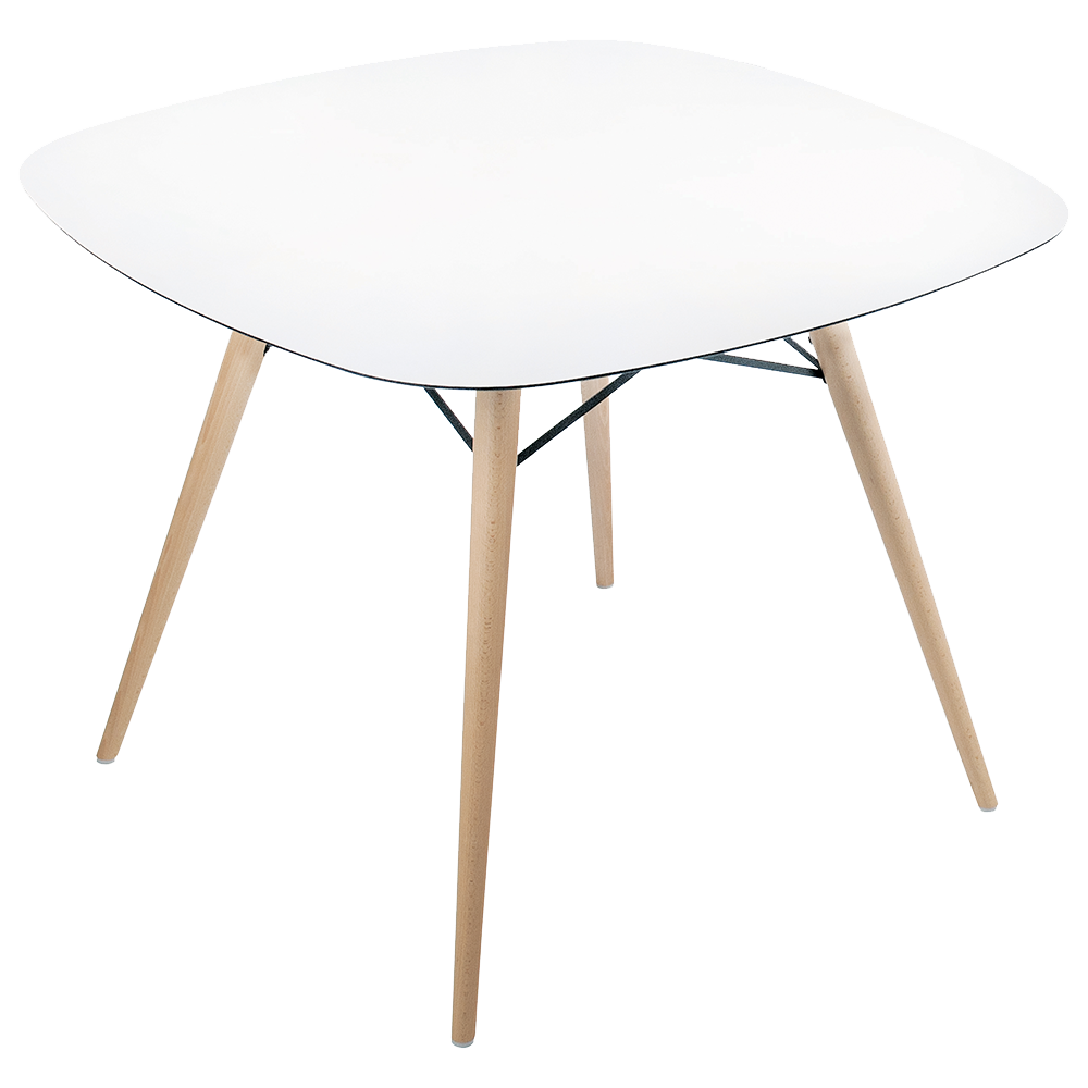 Tisch Papatya Wox 99x99x75 Gestell Buche natur lackiert, Tischplatte weiß 1050M