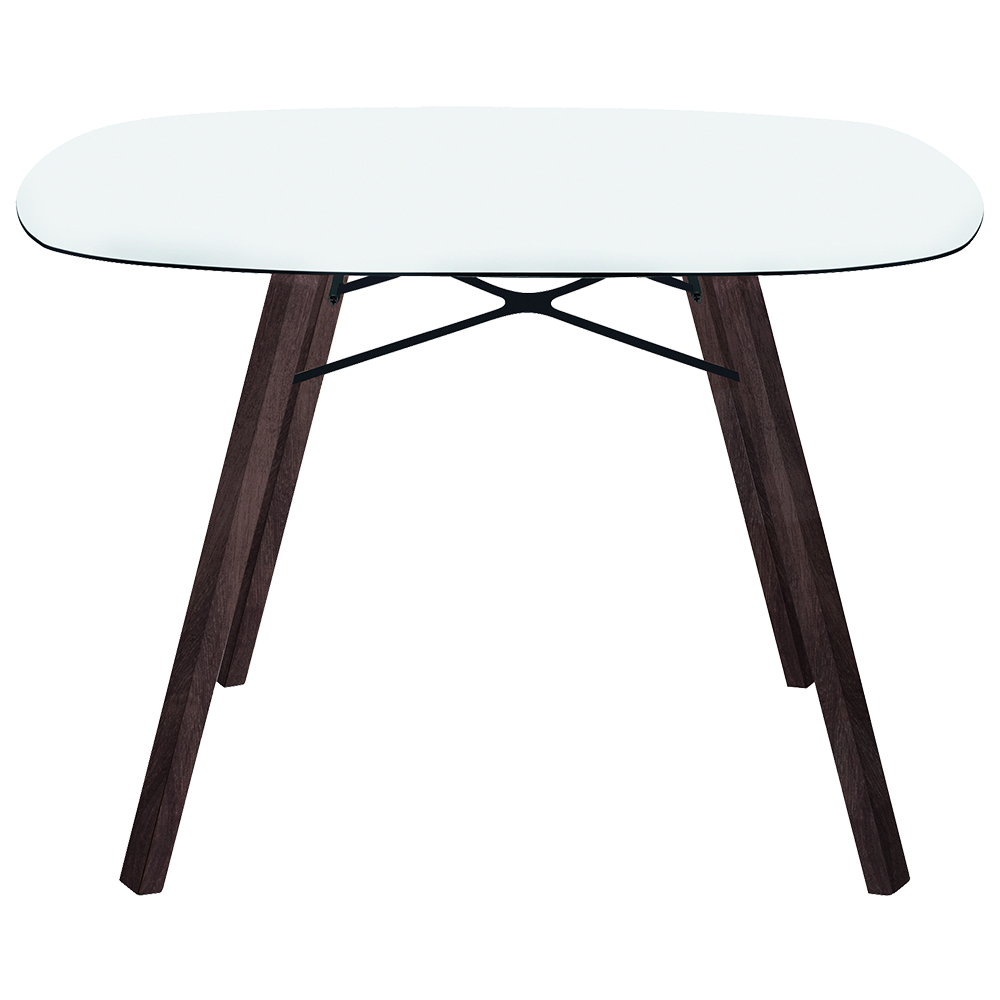 Tisch Papatya Wox Iroko 99x99x75 Basis Iroko-Holz, weiße Tischplatte 1050M