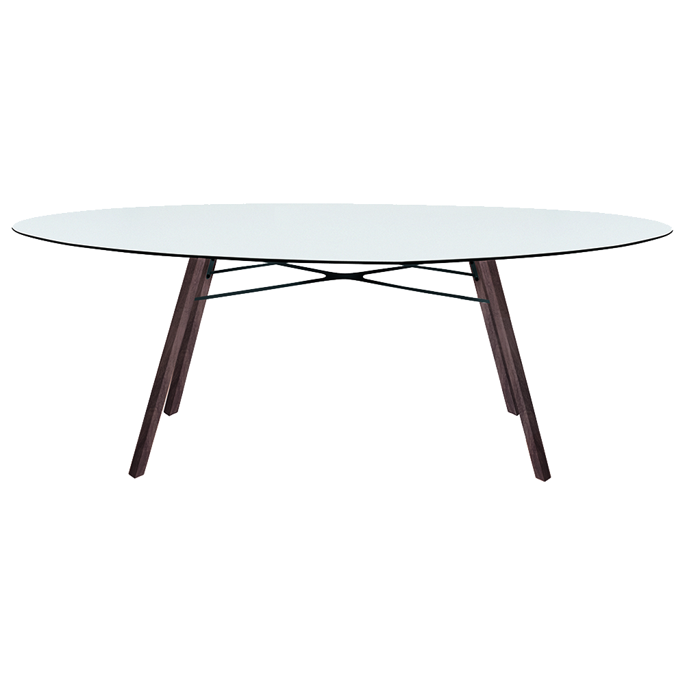 Tisch  Papatya Wox Iroko 200x120x75 Fuß Irokoholz, Tischplatte weiß 1050M