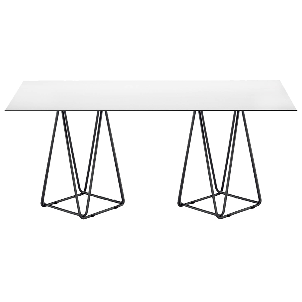 Tisch Papatya Trio 214x99x75 schwarzes Metallgestell, weiße Tischplatte 1050M