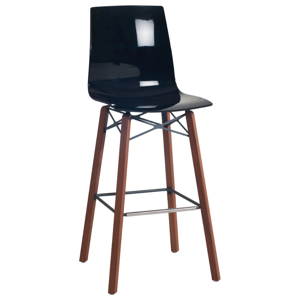Barhocker Papatya X-Treme BSL Wox Iroko schwarz, Beine aus Irokoholz