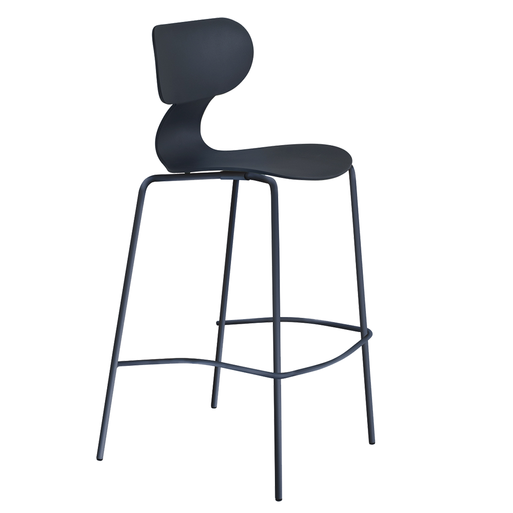 Barstuhl Papatya Yugo-S Bar schwarzer Sitz, schwarze Metallbeine