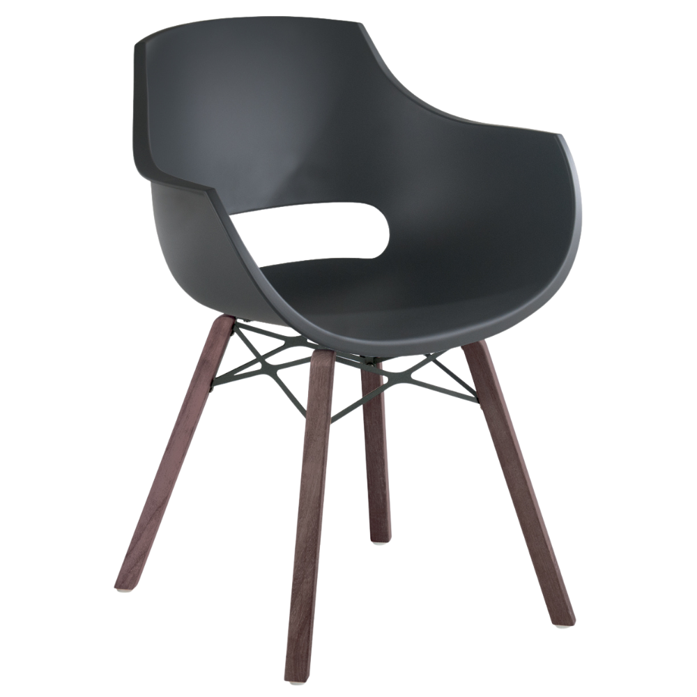 Sessel Papatya Opal Wox Pro Iroko, Anthrazit, Beine aus Irokoholz