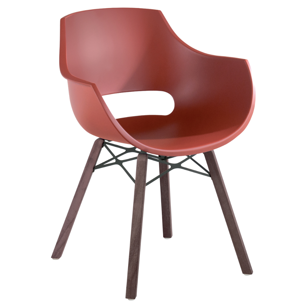 Sessel Papatya Opal Wox Pro Iroko, roter Backstein, Beine aus Iroko-Holz