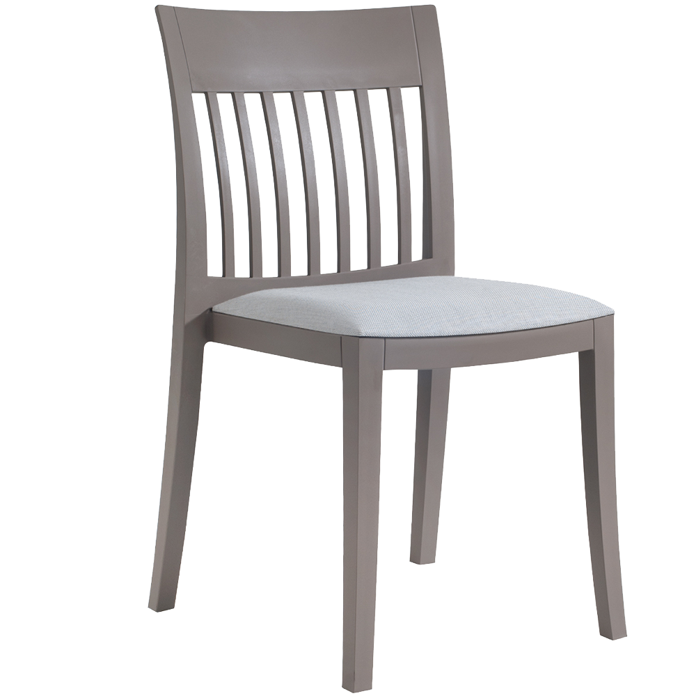 Stuhl mit Sitzkissen Eden-S grau-braun Stamskin graues Gewebe