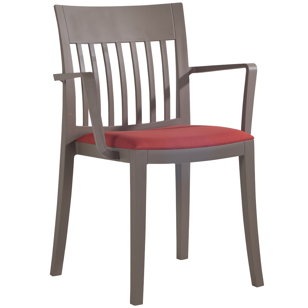 Sessel mit Sesselkissen Eden-K grau-braun Stamskin Gewebe rot