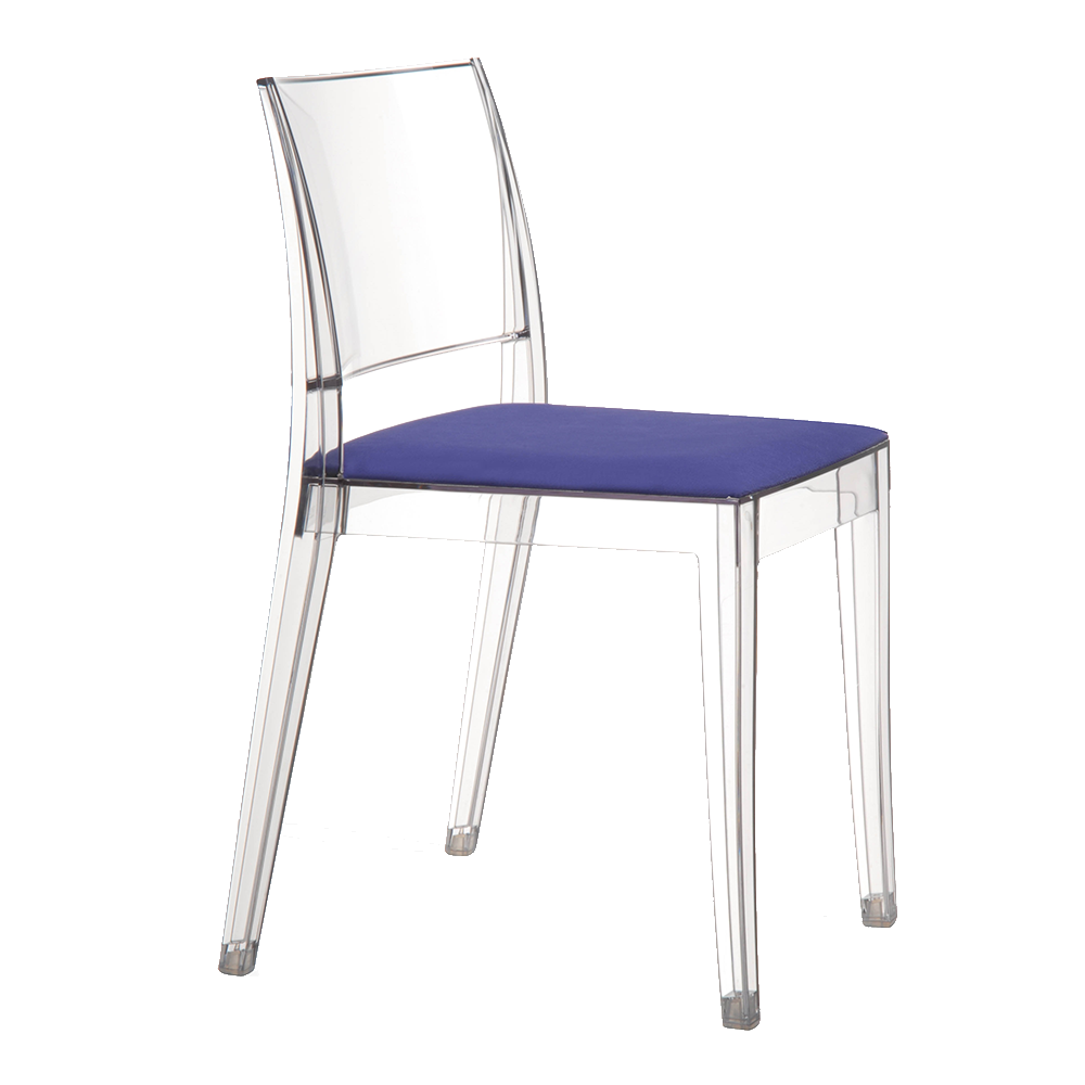 Stuhl mit Sitzkissen Gyza transparent purpures Gewebe