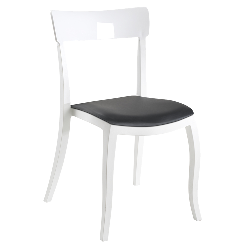 Stuhl mit Sitzkissen Hera-S weiß, weißes Oberteil schwarzes Gewebe