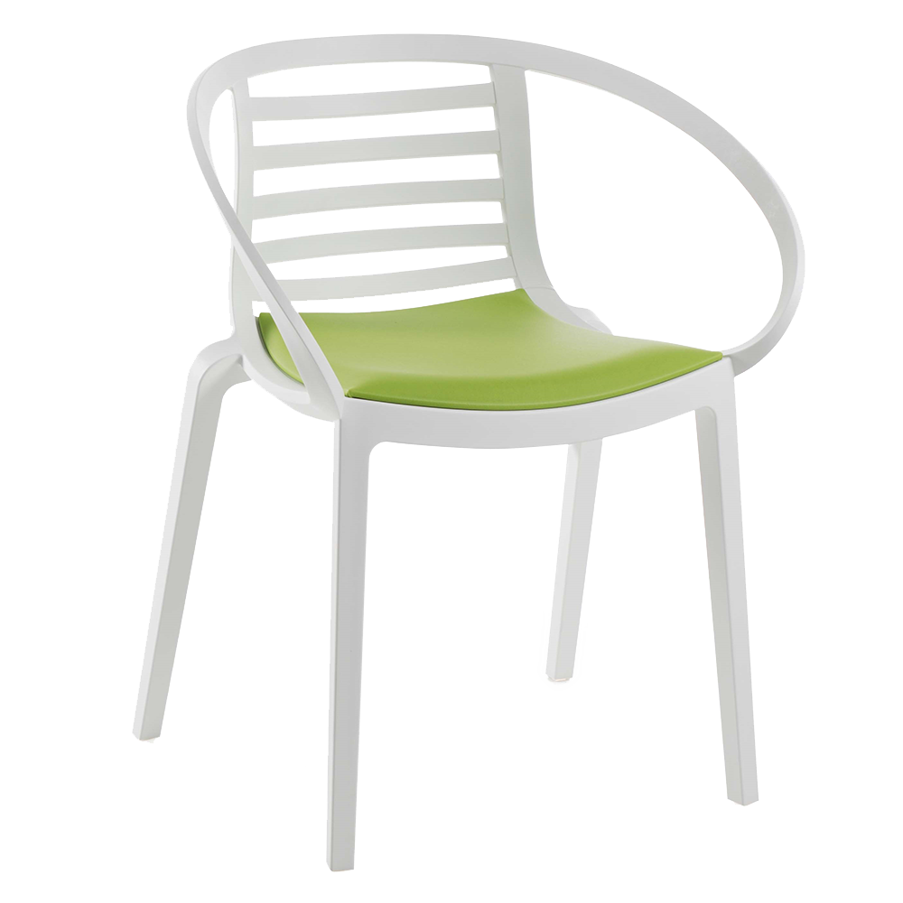 Sessel mit Sesselkissen Mambo weiß grünes Gewebe