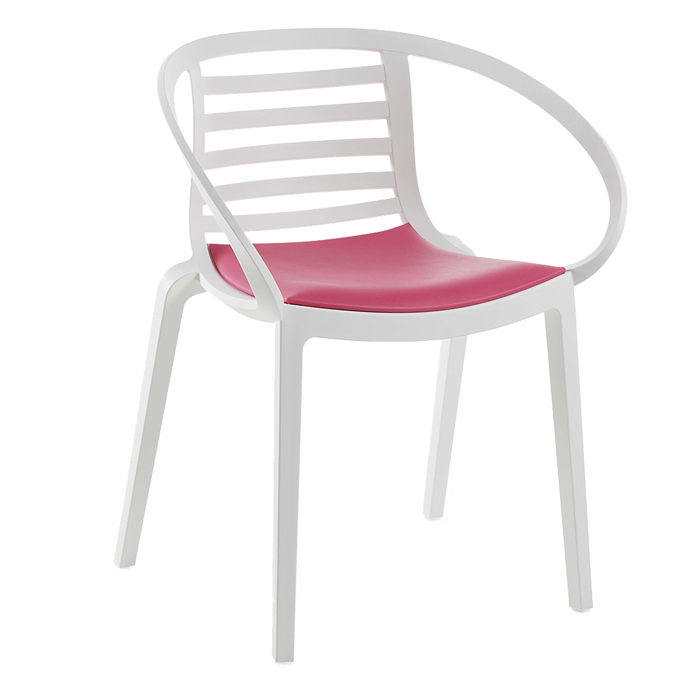 Sessel mit Sesselkissen Mambo weiß kirschrotes Gewebe