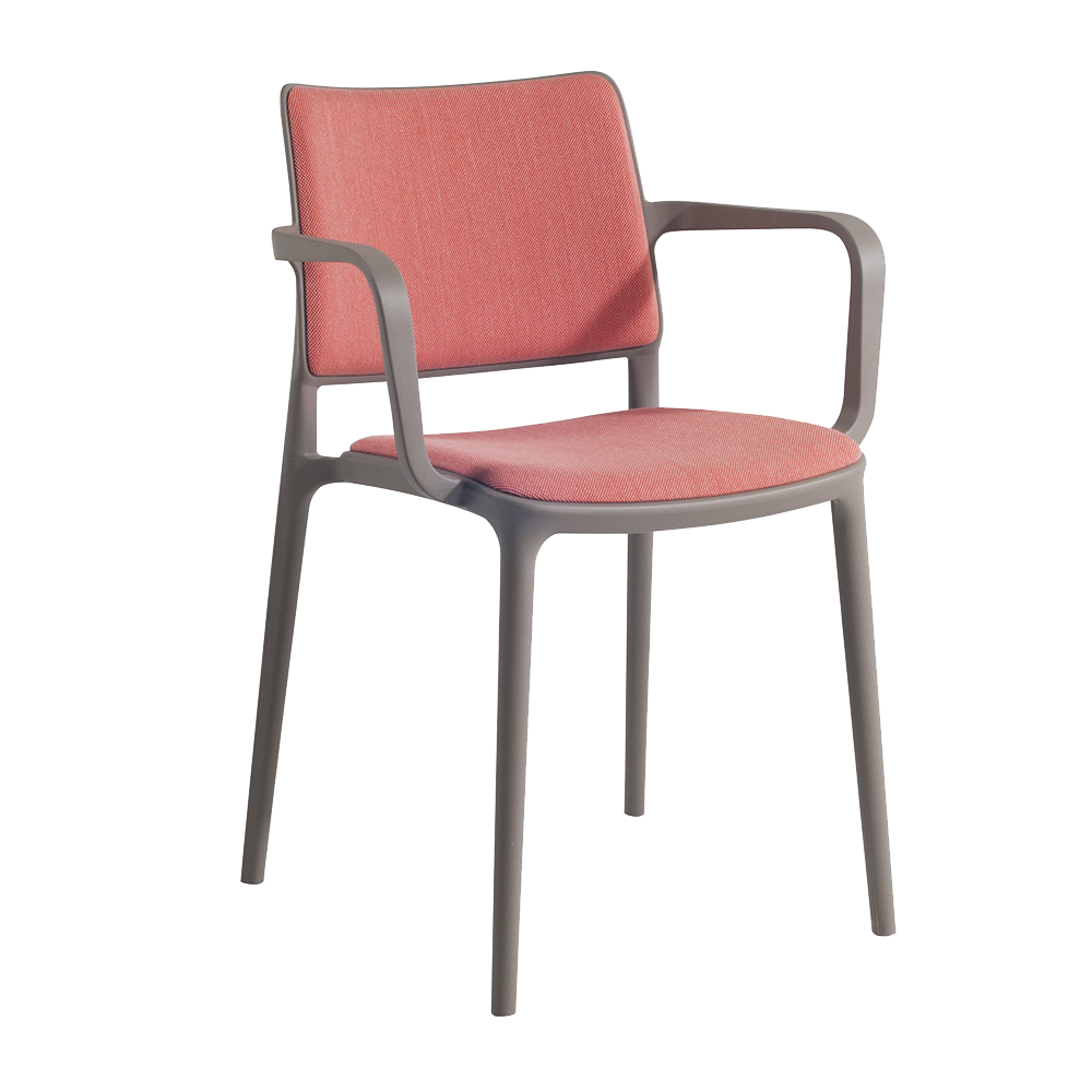 Sessel mit Sesselkissen und weicher Stuhllehne Joy-K grau-braun, Era Gewebe CSE26