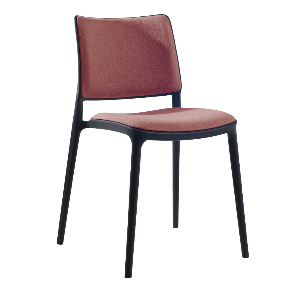 Stuhl mit Sitzkissen und weicher Stuhllehne Joy-S schwarz, Gewebe Main-line-flax MLF03