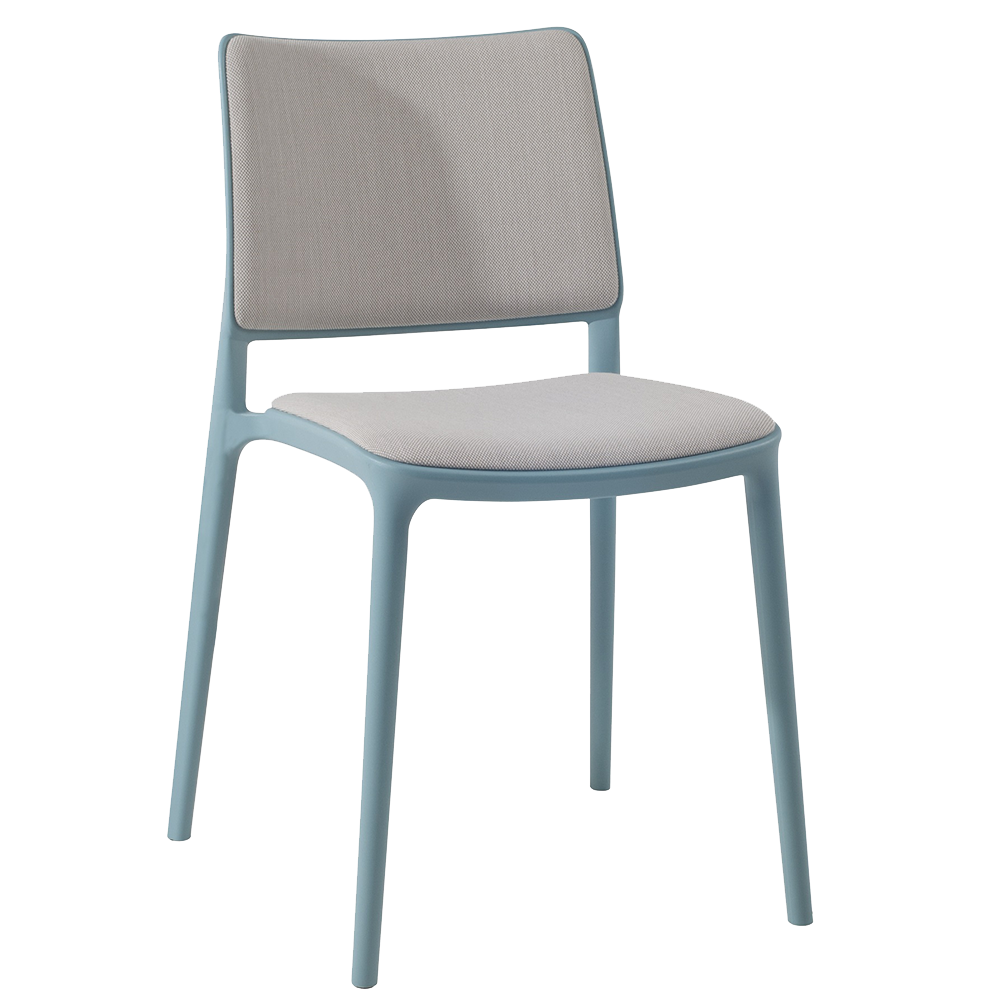 Stuhl mit Sitzkissen und weicher Stuhllehne Joy-S aquablau, Era Gewebe CSE01