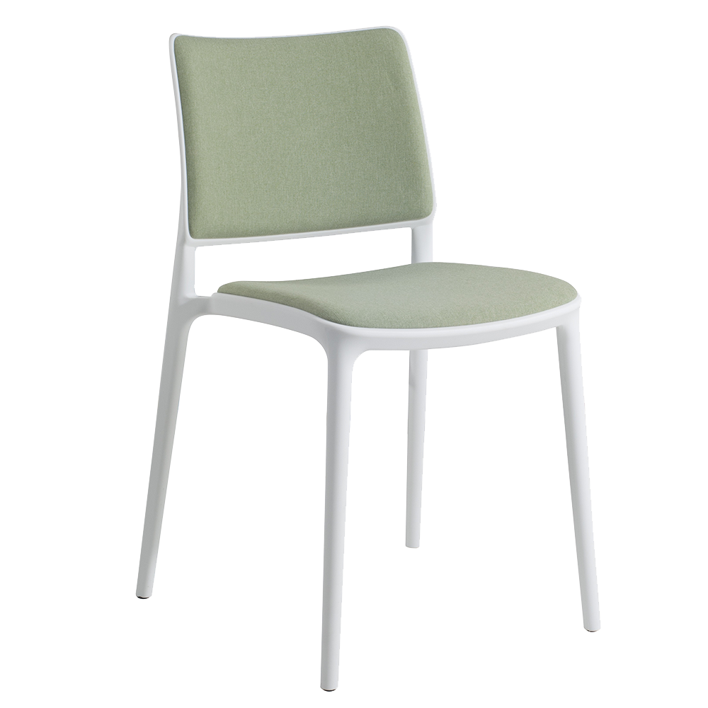 Stuhl mit Sitzkissen und weicher Stuhllehne Joy-S weiß, Era Gewebe CSE34